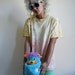 Vtg. 90s color fade droplets tie dye tee