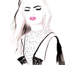 Watercolour fashion illustration Titled Wild