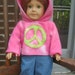 American Girl Clothes, Jeans and Hoodie, pink with lime green peace sign