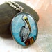 Ocean Bird -- Gulf Pelican -- Nautical Beach Jewelry, Watercolor Illustration Necklace