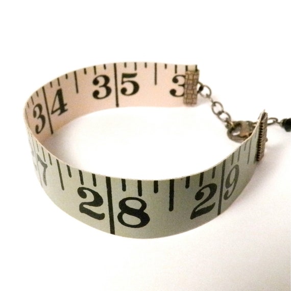 Items similar to Vintage Measuring Tape Bracelet Reversible Green
