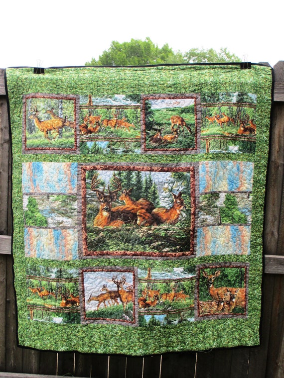 Items similar to Gone Hunting Deer Lap/Throw Quilt on Etsy
