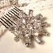 True Vintage Art Deco Clear Rhinestone Bridal Hair Comb, Silver Plated Heirloom Brooch Hair Comb