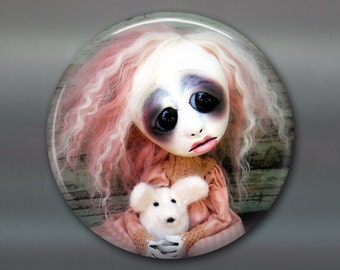 3.5" gothic doll fridge magnet, large magnet, kitchen decor, gothic art decor, stocking stuffer gift for her MA-AD13