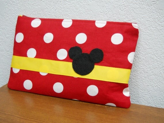  Mickey  Mouse  Make  Up  Bag Clutch Red and White Polka Dot