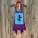 Refashioned Tshirt - Unicorn Block Print Apron Tunic Tank in Bright Purple - Womens Upcycled Clothing - One Size Fits Most