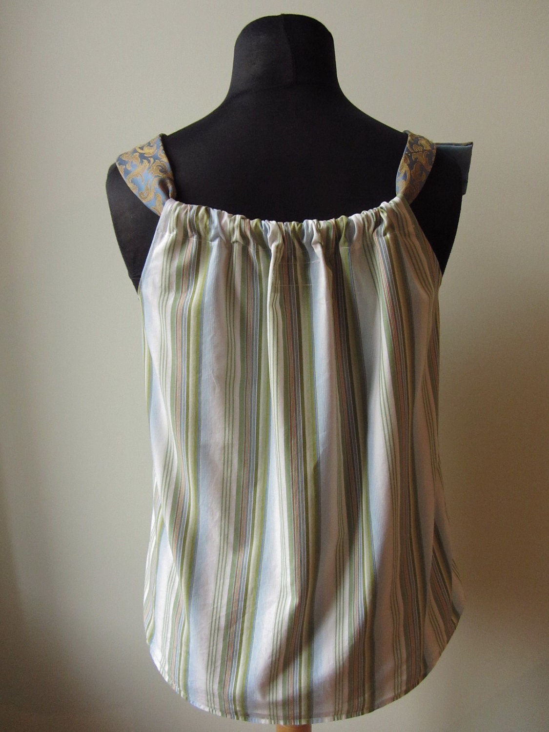 Upcycled Clothing for Women Striped Tank Top with Two
