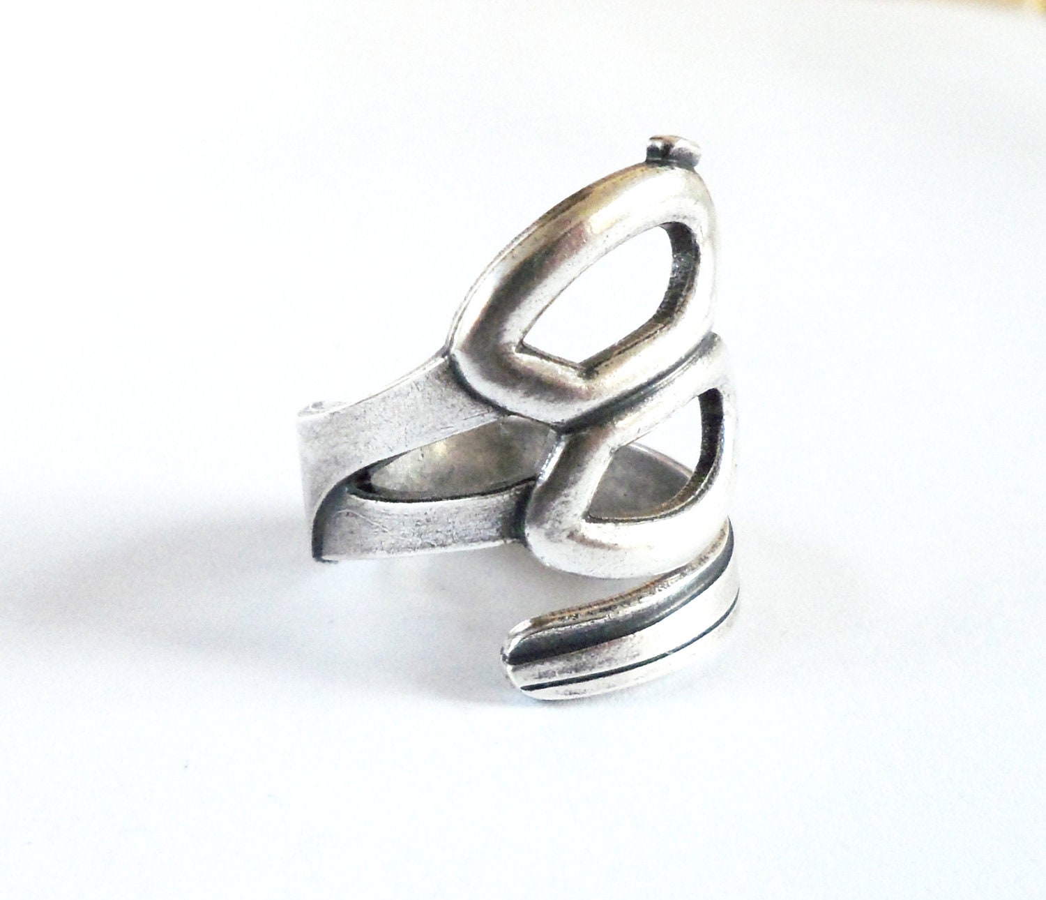 Scissor Ring Sterling Silver Finish or Antiqued Brass Finish