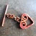 Solid Copper Toggle Clasp Scroll Heart Rustic 18mm Patricia Healey Copper