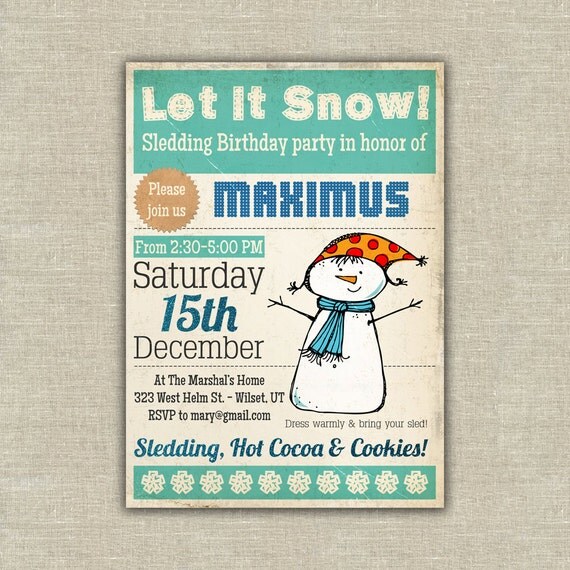 Sledding Birthday Party Invitations 3