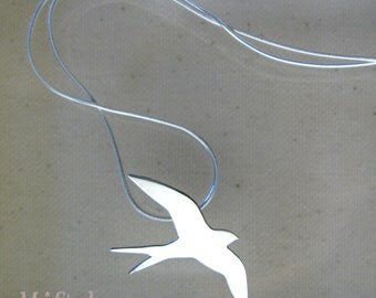 Sterling Silver Swallow Pendant - Handmade