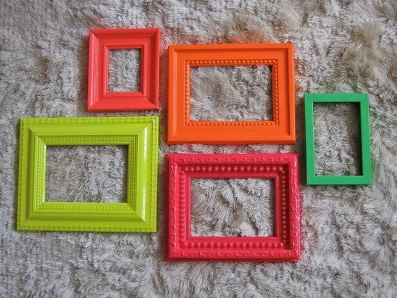 Bright Neon Frame Mirror set in Hot Pink Cherry Red Acid