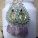 Wire Wrapped Earrings, Lemon Topaz ,Carribean Blue Apatite, Amethyst, Tourmaline In Sterling Silver.