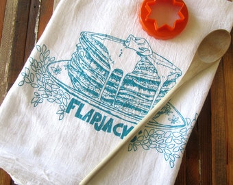 Tea Towel - Screen Printed Flour Sack Towel - Soft and Absorbent Kitchen Towel - Pancakes - Eco Friendly Cotton - Classic Flour Sack