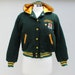 80s vintage hooded varsity jacket, Hornets, green wool, basketball, women's small.
