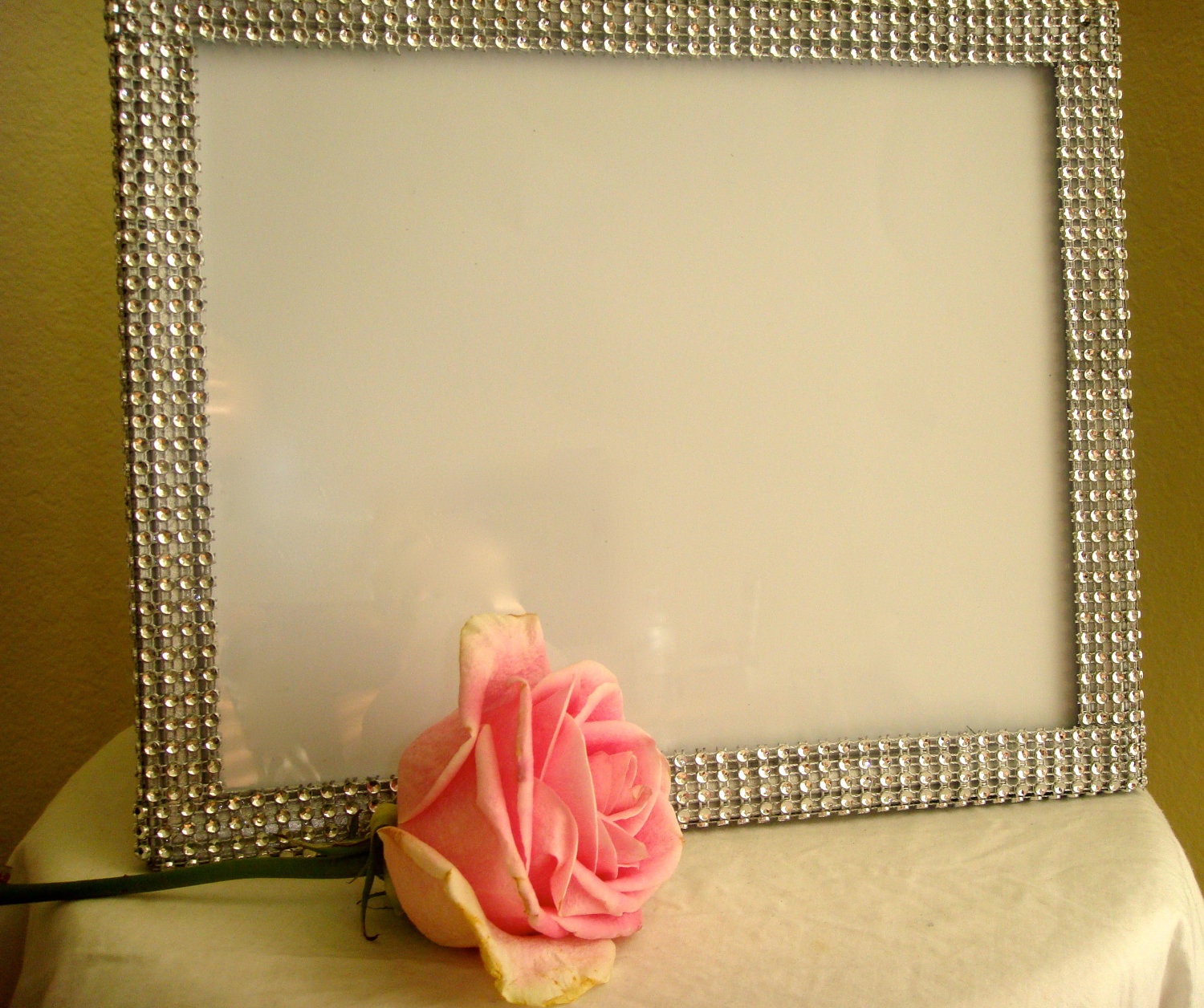 Set of 2 8x10 Silver Rhinestone Photo Frames Wedding or