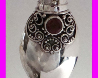 January birthstone garnet gemstone Sterling silver slim Heart Locket Prayer Box bottle Pendant PR5