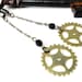 Steampunk Earring Brass Sprocket Long Dangle Gear Earrings with Black Accent handmade by Compass Rose Design
