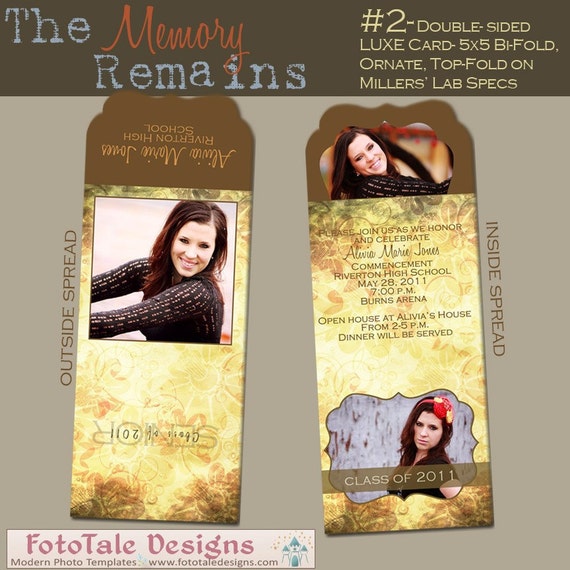 The Memory Remains Senior Graduation Folded Luxe Announcement Folded Graduation Invitations Templates
