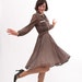 Vintage 1970s Shirtwaist Dress - 70s Day Dress - Brown and White Dotted Bows