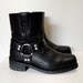 90s Black Leather Harness Biker Boots Size 9