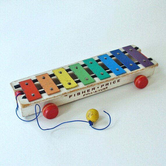 Vintage Fisher Price Pull A Tune Xylophone Toy