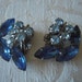 Beautiful Vintage BEAU JEWELS Blue Rhinestone Earrings
