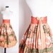 Vintage 1950s Novelty Forest Print Woodland Coral Circle Skirt / Skirt / Skirts / Vintage Skirt / Landscape / Bow / 1342