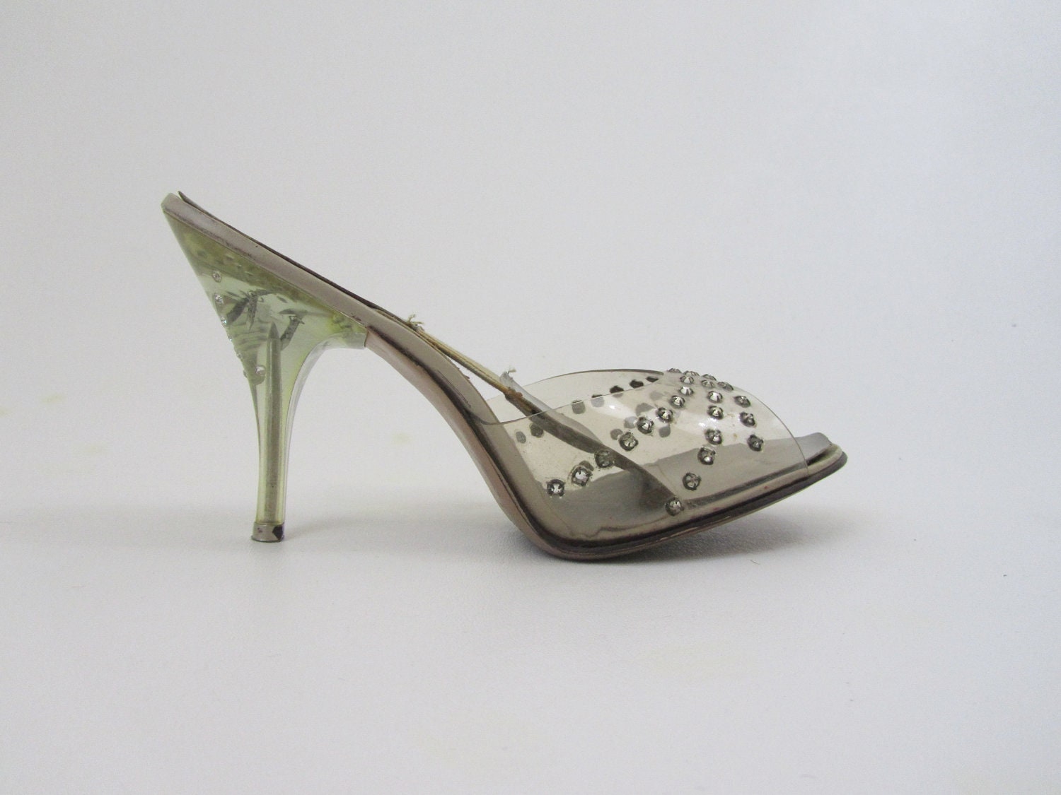 1950s Springolator Shoes Vintage Lucite & Rhinestone Studded