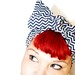 Bow style, Vintage Inspired Head Scarf, Chevron Strips, Pin up, Rockabilly, Retro