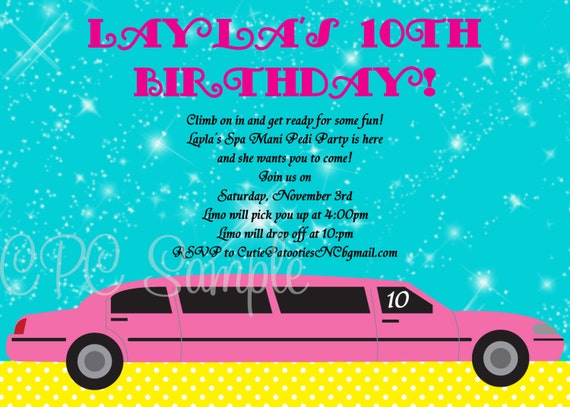 Limo Birthday Party Invitations 7