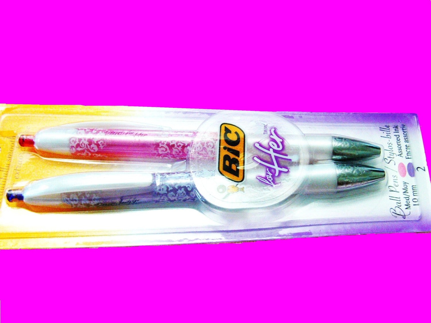 Pink & purple BIC Pens FOR HER Retractable by Oval1to10 on Etsy