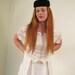 Vintage 1960s White Lace Wedding Dress, Maxi Style with Short Sleeves and Bow at Waist