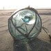 Japanese Glass Fishing Float - Original Net, Grapefruit Size, Kanji Marks