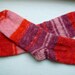 Hand Knit Soft And Warm Striped Women's Angora Socks, Size 9 - 9.5 (10 inches length) - Red, Pink, Burgundy Stripes