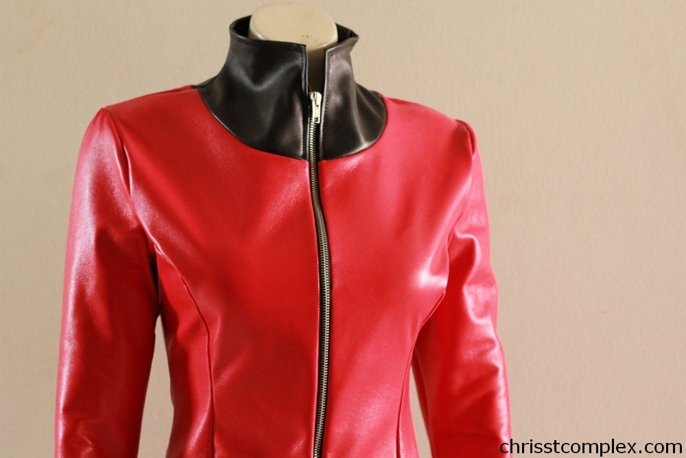 Red Leather Catsuit Goth Gothic Biker CHRISST by chrisst on Etsy