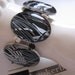 FREE SHIPPING USA vintage Reversible Stretch Bracelet Lucite Plastic jungle jewelry Black White Zebra Leaf Leaves