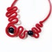 Red Crochet Statement Necklace Freeform Graphic Waves