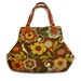 Fall Floral Print Fat Bottom Handbag Brown Orange Yellow