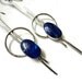 70's Sterling Silver 925 Genuine Blue Lapis Gemstone Long Pierced Earrings