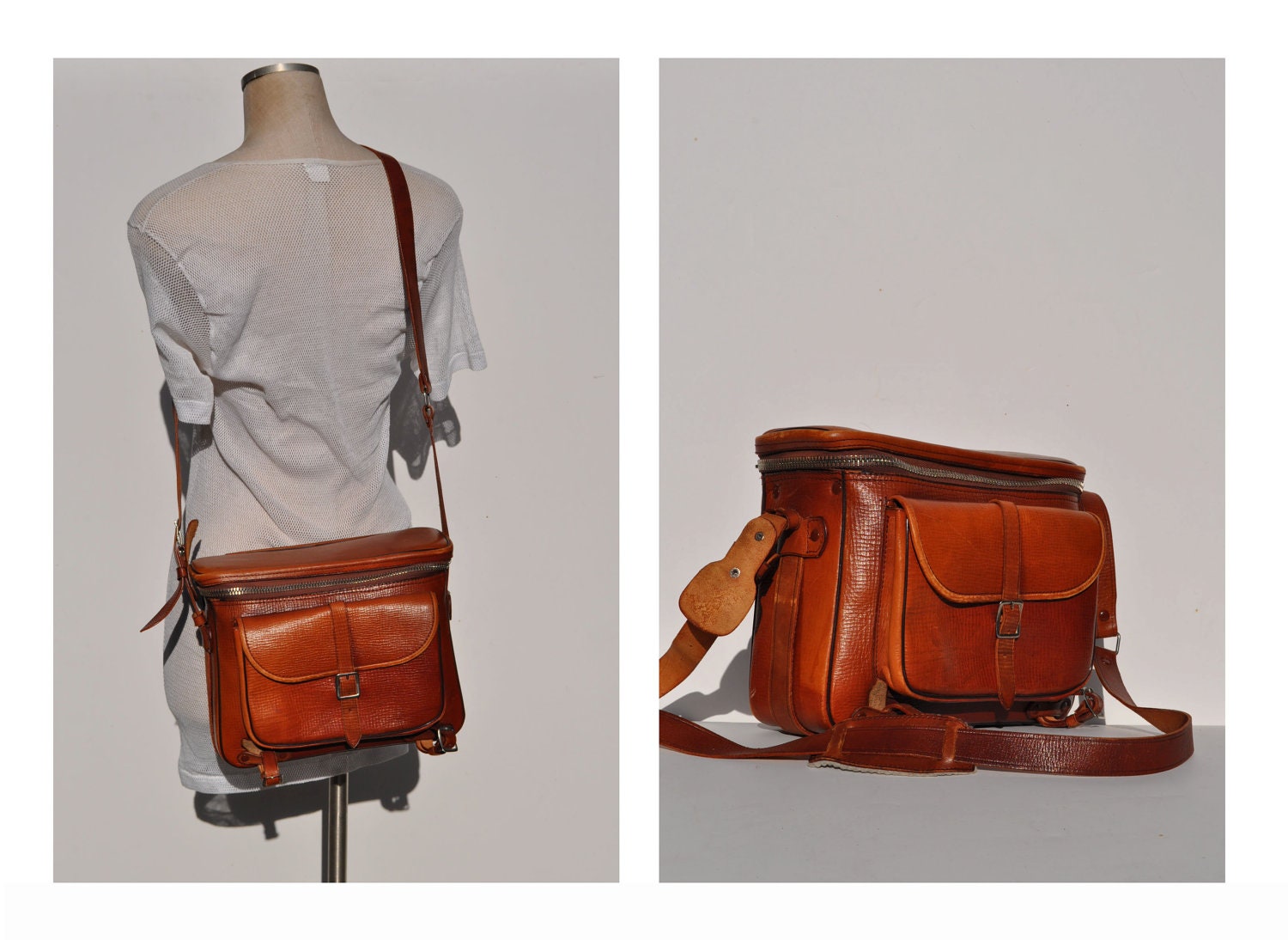 vintage leather CAMERA BAG samoa gadget bag cross body