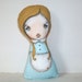 Whimsical art folk art doll Alice in wonderland original painting Mixed media art doll soft sculpture - Alice