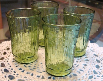 Vintage GREEN JUICE GLASSES - Set of 4