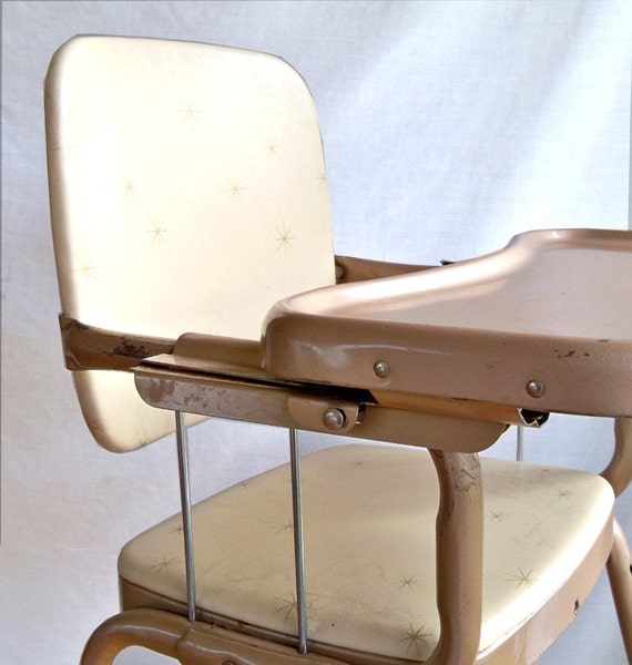 MidCentury Steel and Vinyl High Chair with by leapinglemming