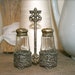 Reserved for Carole....Small Sweet Cherub 1800's Salt and pepper in silver and pewter