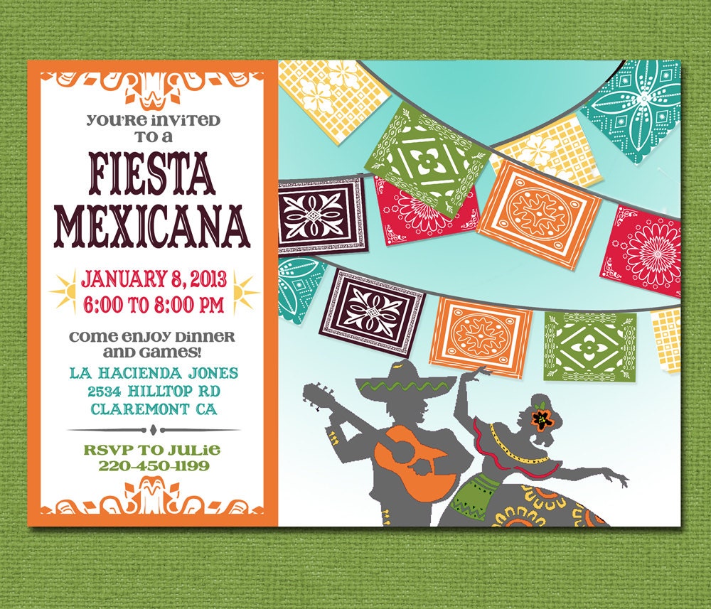 Print Yourself Mexican Fiesta Invitation Custom Printable