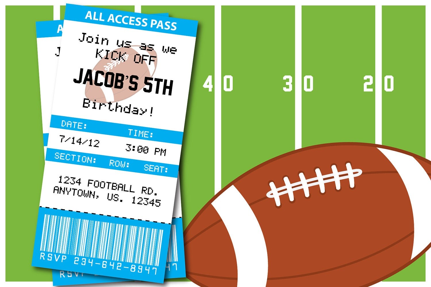 Football Themed Birthday Invitations 3