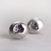 organic shaped silver post earrings with silver sparkles - silver pebble stud earrings jewelry
