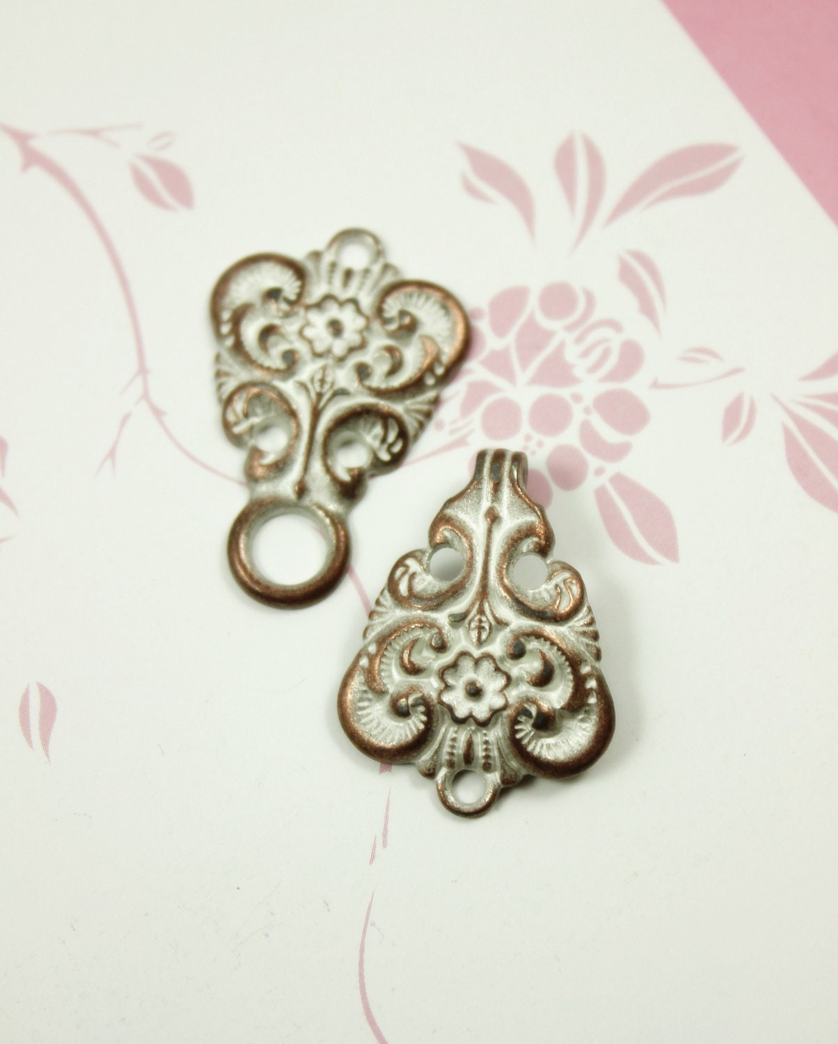 HOOK And EYE Fasteners Silvery White and Patina Color