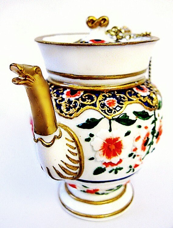 Nini Teapot Miniature Floral Urn Golden Goose Spout Item 62
